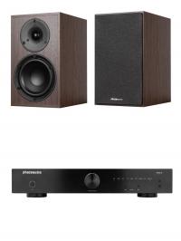 Комплект стереоусилитель Phaze Audio VOLT Black + полочная АС Phaze Audio Tilia 2 Dark Oak