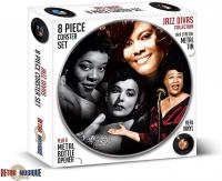 Подставки из винила JAZZ DIVAS - 8 PIECES COASTER SET WITH REAL VINYL COASTERS - RETRO MUSIQUE