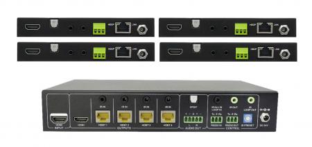 Комплект из сплиттера и 4 приемников сигнала HDMI Qtex QVS 141T-H2 KIT