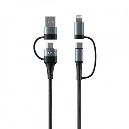 USB кабель HAVIT CB6244 USB-C/USB-A - USB-C/Lightning BK+GY 1m