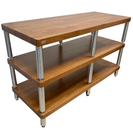 Модульная стойка Coda racks Legato steel L - 3 полки (1100х450 / Высота: 50х200х250мм / Ясень: цвет-вишня /  6 ножек: сталь) [4 коробки]