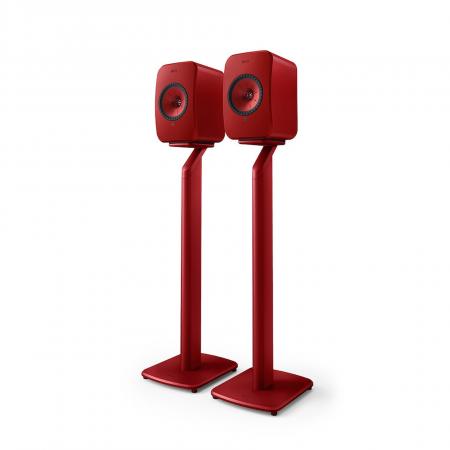 Активная беспроводная акустика со стойками KEF LSX II LAVA RED + KEF S1 Floor Stand Red
