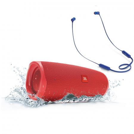 Портативная акустика JBL Charge 4 Red + T110BT Blue