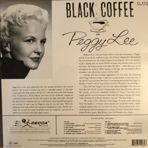 Виниловая пластинка Peggy Lee - Black Coffee (ACOUSTIC SOUNDS)