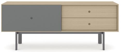 Тумба для AV-аппаратуры BDI Margo 5229 Drift Oak/Fog Grey