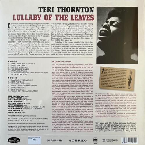 Виниловая пластинка Teri Thornton - Lullaby Of The Leaves (Black Vinyl LP)