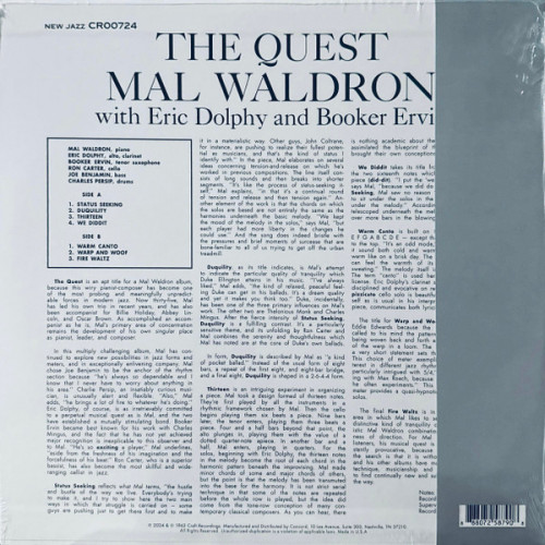 Виниловая пластинка Mal Waldron - The Quest (Analogue, Original Jazz Classics) (Black Vinyl LP)