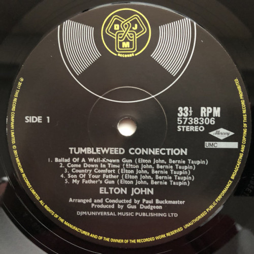 Виниловая пластинка Elton John, Tumbleweed Connection (Remastered 2017)