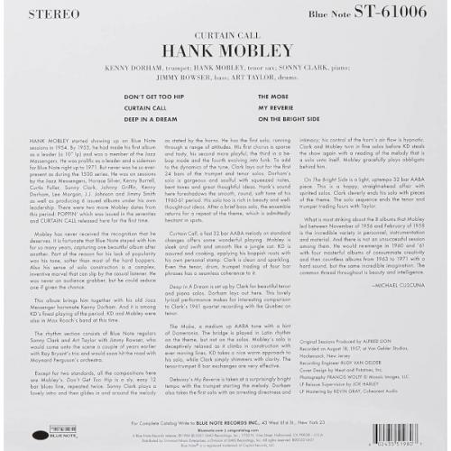 Виниловая пластинка MOBLEY HANK - Curtain Call (Винил)