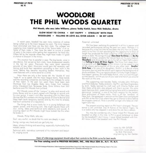 Виниловая пластинка Phil Woods - Woodlore (Analogue) (Black Vinyl LP)