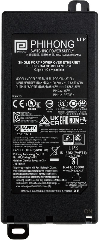 Инжектор питания PoE+ Biamp Tesira PHIHONG PH POE29U-1AT(PL)
