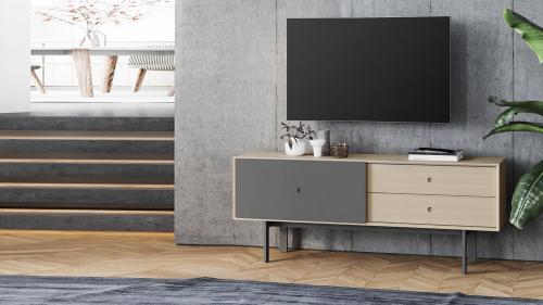 Тумба для AV-аппаратуры BDI Margo 5229 Drift Oak/Fog Grey