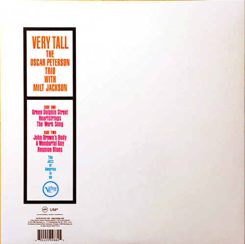 Виниловая пластинка Peterson, Oscar; Jackson, Milt - Very Tall (Acoustic Sounds) (Black Vinyl LP)