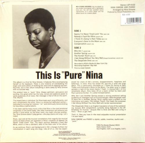 Виниловая пластинка Nina Simone - Nina Simone And Piano (Analogue) (Black Vinyl LP)