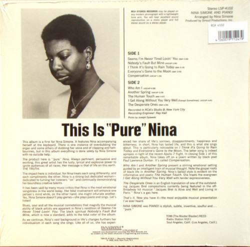 Виниловая пластинка Nina Simone - Nina Simone And Piano (Analogue) (Black Vinyl LP)