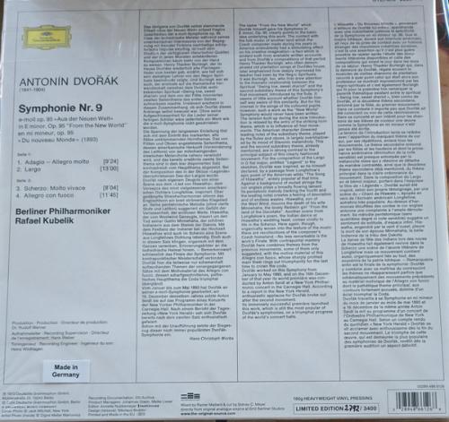 Виниловая пластинка Rafael Kubelik - Dvorak: Symphony No.9 (Analogue, Original Source) (Black Vinyl LP)