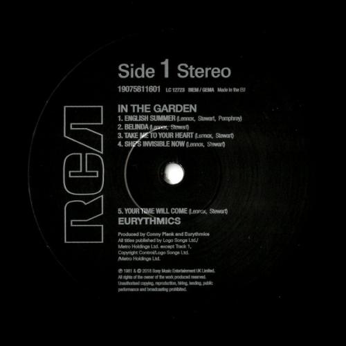 Виниловая пластинка Sony Eurythmics In The Garden (180 Gram)