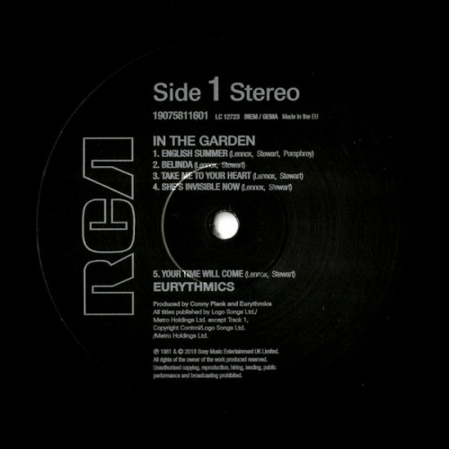 Виниловая пластинка Sony Eurythmics In The Garden (180 Gram)