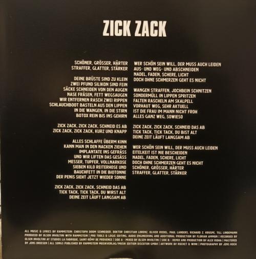 Виниловая пластинка RAMMSTEIN - ZICK ZACK (LP)