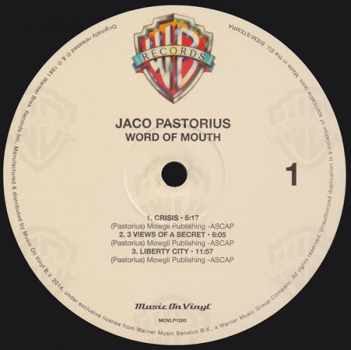 Виниловая пластинка Jaco Pastorius - Word Of Mouth (Black Vinyl LP)