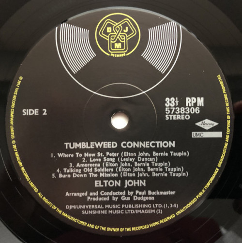Виниловая пластинка Elton John, Tumbleweed Connection (Remastered 2017)