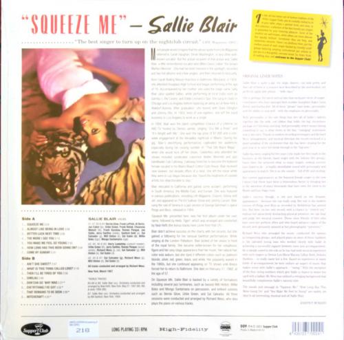 Виниловая пластинка Sallie Blair - Squeeze Me (Black Vinyl LP)