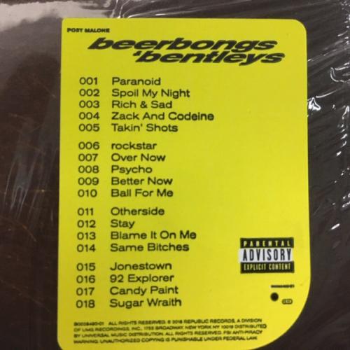 Виниловая пластинка Post Malone, Beerbongs & Bentleys