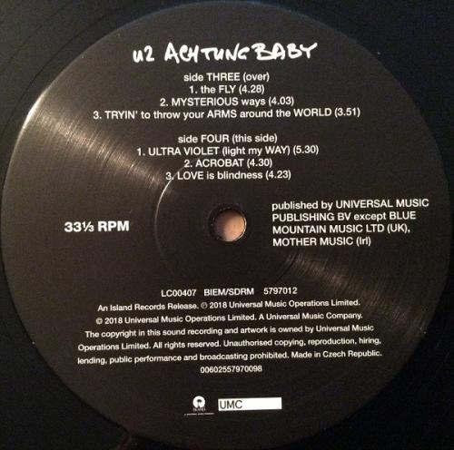 Виниловая пластинка U2, Achtung Baby (Remastered 2018)
