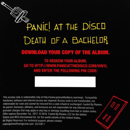Виниловая пластинка Panic! At The Disco DEATH OF A BACHELOR