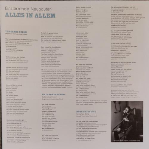 Виниловая пластинка Einsturzende Neubauten - Alles In Allem (Black Vinyl LP)