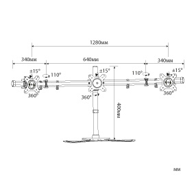 Кронштейн для мониторов Cactus CS-VM-MP330S-BK
