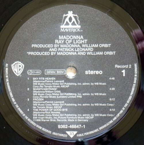 Виниловая пластинка WM Madonna Ray Of Light (180 Gram Black Vinyl)