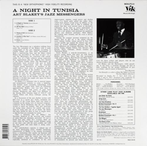 Виниловая пластинка Art Blakey's Jazz Messengers – A Night In Tunisia (1957) (remastered) (Black Vinyl LP)