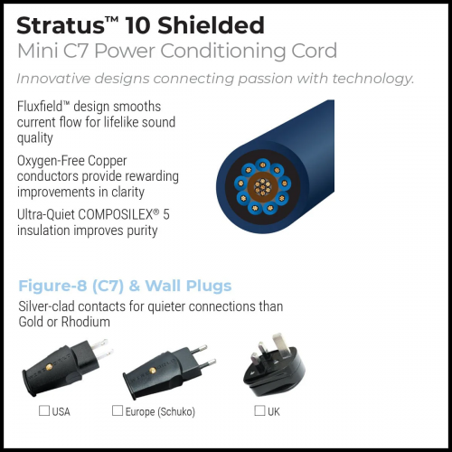 Силовой кабель Wire World Mini-Stratus Shilded Power Cord (MSP1.0MEU-10) 1.0m