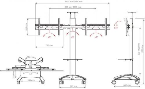 Подставка для телевизора ARM Media PT-STAND-15 серебристая