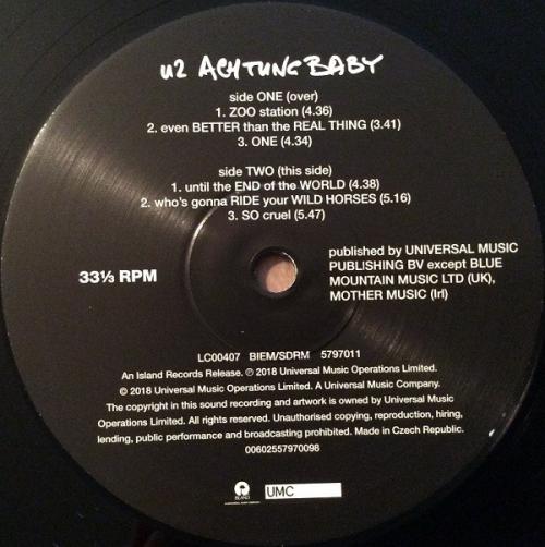 Виниловая пластинка U2, Achtung Baby (Remastered 2018)