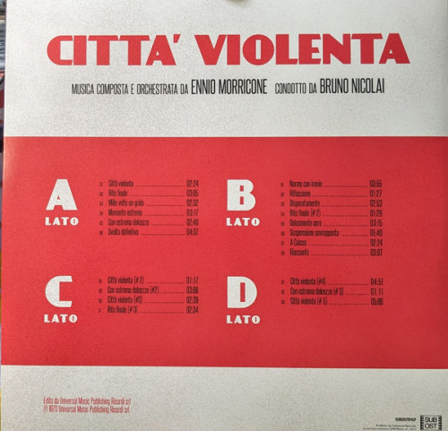 Виниловая пластинка OST - Citta Violenta (Ennio Morricone) (coloured) (Сoloured Vinyl 2LP)