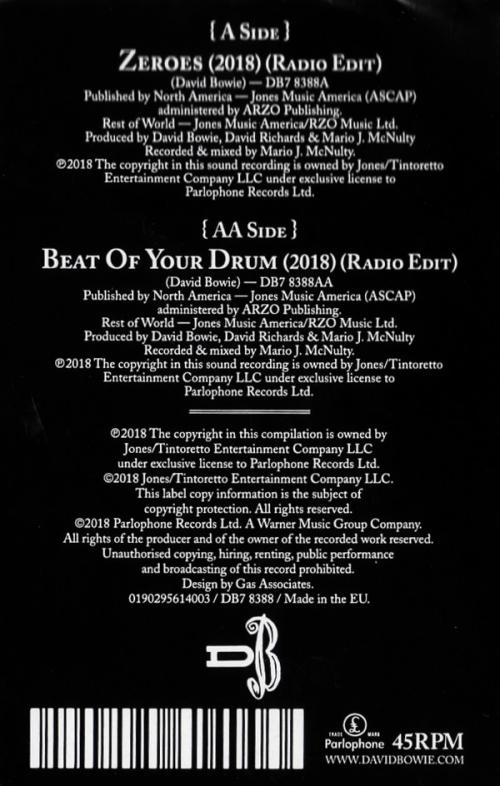 Виниловая пластинка PLG David Bowie Zeroes (2018) (Radio Edit) / Beat Of Your Drum (2018) (Radio Edit) (Picture Vinyl)