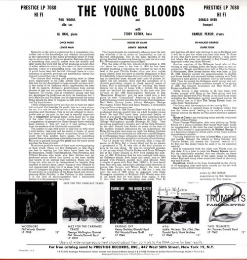 Виниловая пластинка Phil Woods, Donald Byrd - The Young Bloods (Analogue) (Black Vinyl LP)