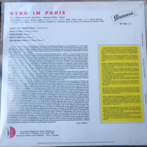 Виниловая пластинка Donald Byrd - Byrd In Paris (Analogue) (Black Vinyl LP)