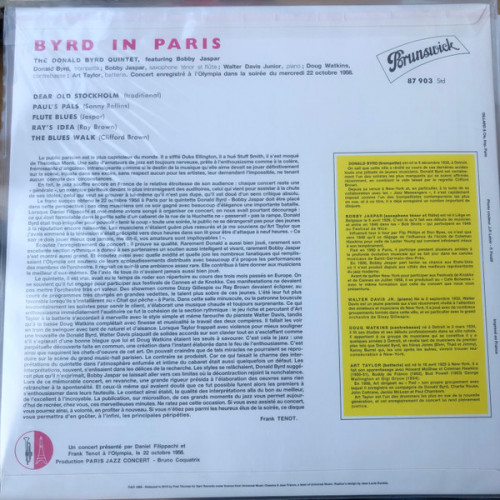 Виниловая пластинка Donald Byrd - Byrd In Paris (Analogue) (Black Vinyl LP)