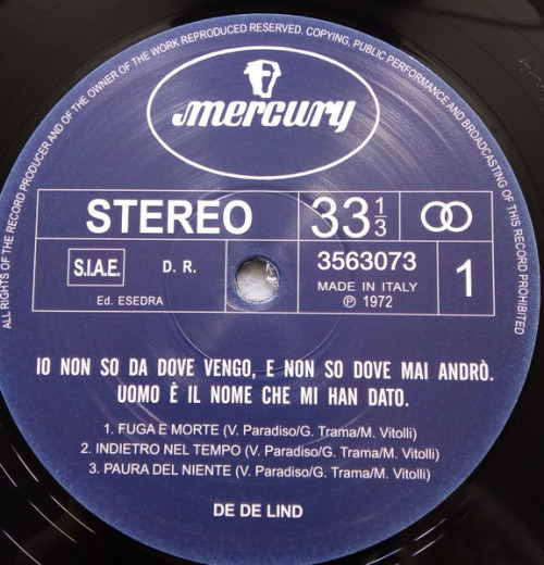 Виниловая пластинка De De Lind - Io Non So Da Dove Vengo... (Black Vinyl LP)