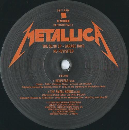 Виниловая пластинка Metallica, The $5.98 E.P. - Garage Days Re-Revisited (Remastered 2018)
