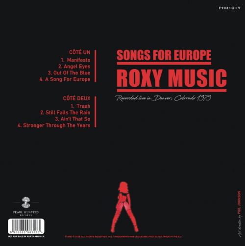 Виниловая пластинка Roxy Music - Songs For Europe (Live Radio Broadcast) (180 Gram Coloured Vinyl LP)