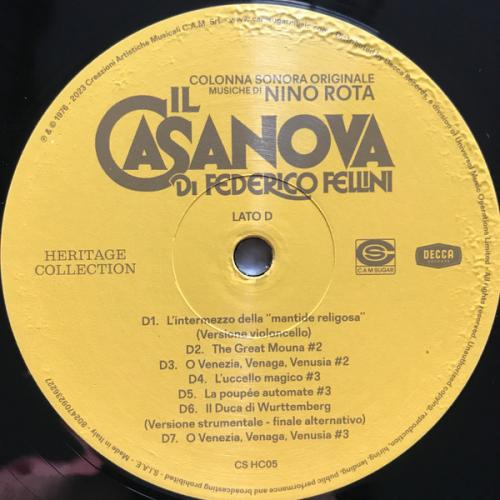 Виниловая пластинка Саундтрек - Il Casanova Di Federico Fellini (Nino Rota) (Black Vinyl 2LP)