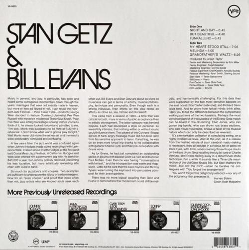 Виниловая пластинка Stan Getz; Bill Evans - Previously Unreleased Recordings (Acoustic Sounds) (Black Vinyl LP)