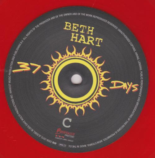 Виниловая пластинка HART BETH - 37 DAYS - TRANSPARENT (RED LP)