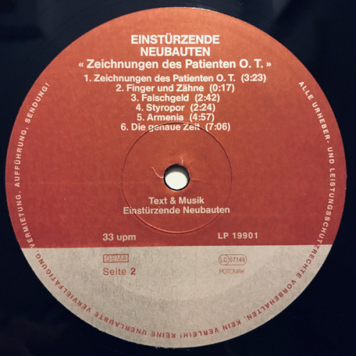 Виниловая пластинка Einsturzende Neubauten - Drawings Of Patient O.T. (Black Vinyl LP)