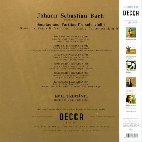 Виниловая пластинка Emil Telmanyi - Bach: Three Sonatas And Three Partitas For Unaccompanied Violin (Box) (Analogue) (Black Vinyl LP)