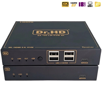 HDMI удлинитель по витой паре и IP Dr.HD EX 100 LIR KVM 4K